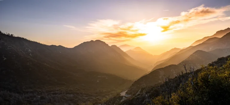 Sunset over the San Gabriel Mountains, the backdrop of Azusa Pacific University